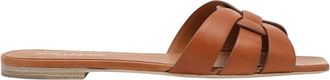 Saint Laurent Sliders, female, Brown, Size: 8 1/2 US Flat Slide Sandals