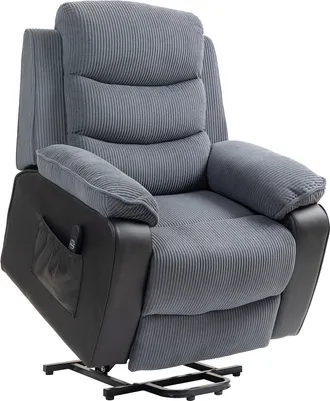 HOMCOM Power Lift Riser and Recliner Chair with Remote Control - Brown | TJ Hughes Dark Grey