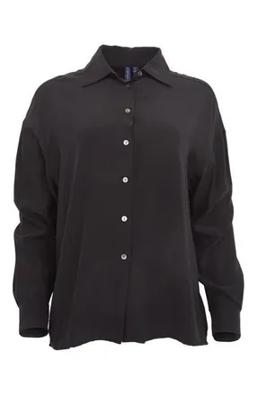 Lords of Harlech Sophie Silk Oversized Blouse in Black at Nordstrom, Size Xx-Large