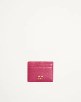 Valentino Garavani VLogo Signature Grainy Calfskin Card Holder Wo