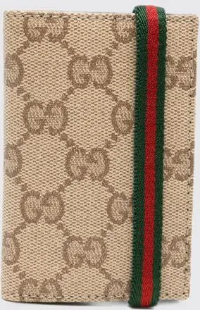 Gucci Portacarte bifold in tessuto GG Supreme con nastro Web