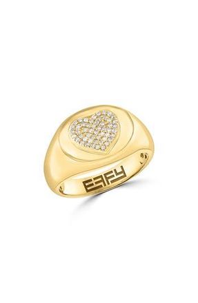 Effy Diamond Heart Signet Ring in Gold at Nordstrom Rack, Size 7