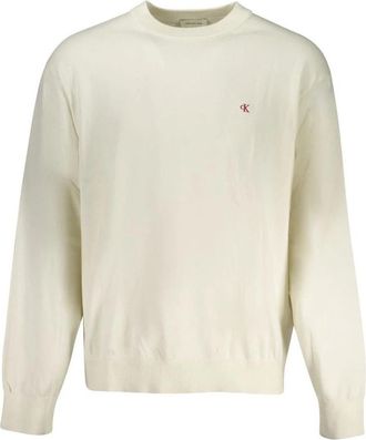 Calvin Klein Katoenen Trui - Heren - Ronde hals truien - Wit - XL - Katoen - Truien & Vesten