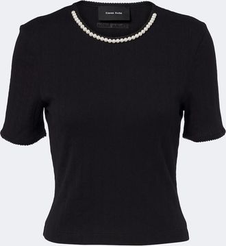 Simone Rocha Top in maglia di cotone pointelle