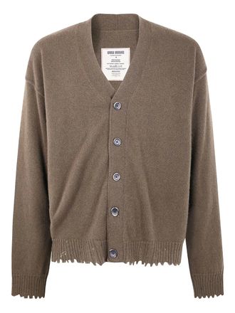 Uma Wang frayed button-down cardigan - men - Cashmere - L - Green
