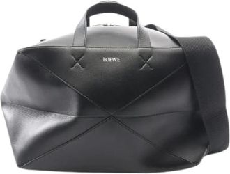Loewe Pre-owned Puzzle Fold Duffel Leather Boston Bag - unisex - Loewe Pre-owned - Vintage Weekend Bags - Black - ONE SIZE - Pre-owned