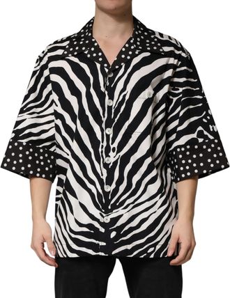 Dolce & Gabbana Black White Zebra ButtonDown Oversize Mens Shirt
