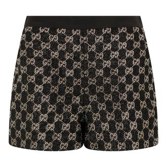 Gucci Embroidered Wool Tweed Lam&eacute; Shorts - female - Gucci - Short Shorts - Black - XS - Shorts