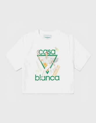 Casablanca Womens Le Jeu Printed Baby T-Shirt White - Size: 18/20