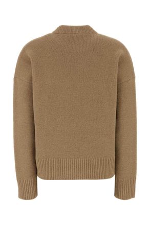 Ami Heart-Embroidered Alpaca-Wool Blend Sweater - Beige