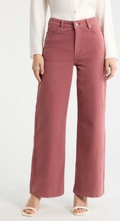 Paige Anessa High Waist Wide Leg Jeans in Vintage Brick Berry at Nordstrom, Size 30