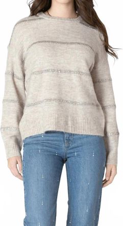 Dex Clothing Sequin Stripe Sweater In Beige
