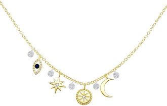 Meira T 14K 0.11 Ct. Tw. Diamond & Sapphire Charm Necklace