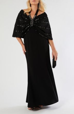 Marina Rinaldi Meccera Halter Gown in Black at Nordstrom, Size 18 W