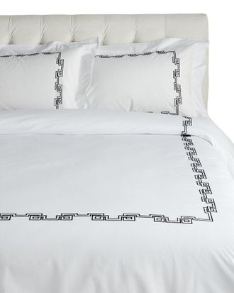 Dea Embroidered Greek Key Bella Percale Duvet Set