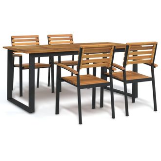 vidaXL Juego De Comedor De Jard&iacute;n 5 Pzas Madera Maciza Acacia Y Metal Vidaxl