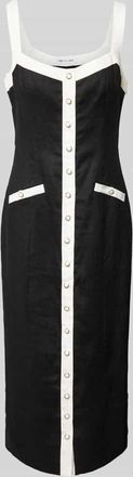 Forever New Knielanges Leinenkleid mit Knopfleiste in Black, Gr&ouml;&szlig;e 34