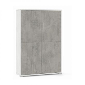 OEM Aparador Cuatro Puertas Con Cuatro Estantes En Madera Blanco Cemento 108x41x H161 Cm