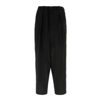 Yohji Yamamoto Cropped Trousers, male, Black, Size: L Black Crepe Pant
