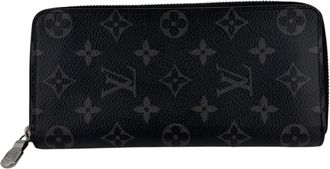 Louis Vuitton Black Leather Long Wallet (Bi-Fold) (Pre-Owned)