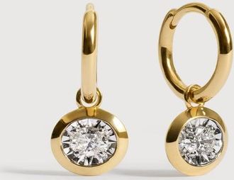 Monica Vinader Gold Oval Diamond Huggie Earrings Lab Grown Diamond