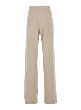 Max Mara Womens Beige Trousers With Pleats And Logo Cashmere