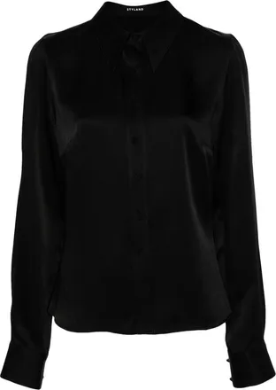 Styland button-up satin shirt - women - Acetate/Viscose - M - Black