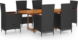 vidaXL Juego De Comedor De Jard&iacute;n 7 Piezas Rat&aacute;n Sint&eacute;tico Negro Vidaxl