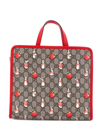 Gucci x Peter Rabbit Kids Printed GG Coated Canvas tote bag - Bruin