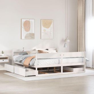 vidaXL Cama Sin Colch&oacute;n Madera Maciza De Pino Blanca 180x200 Cm Vidaxl