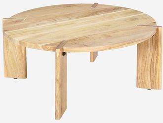 Sweeek Mesa De Centro Ex&oacute;tica Redonda De Madera Maciza