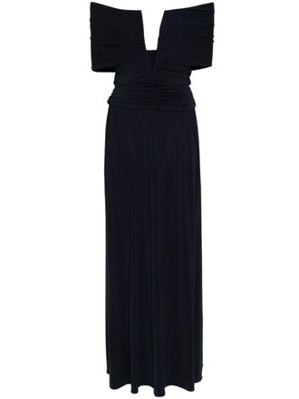 Magda Butrym Off-shoulder maxi-jurk met ruches - Blauw