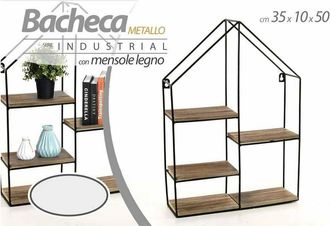Trade Shop Trade Shop - Mensola Parete Casa 4 Mensole Ripiani Design Moderno Scaffale Legno Metallo