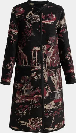 Etro Toile Brocade Single-Breasted Long Coat