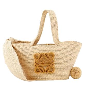 Loewe Pre-owned Tote Bags, female, Beige, Size: ONE SIZE Pre-owned Raffia shoulder-bags