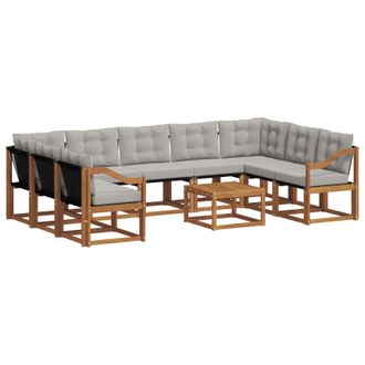 vidaXL Conjunto De Sof&aacute;s De Exterior 10 Pcs Gris Natural Y Claro Vidaxl