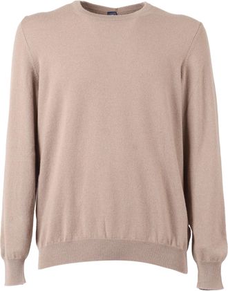 Fedeli Classic Cashmere Crew-Neck Sweater with Ribbed Details