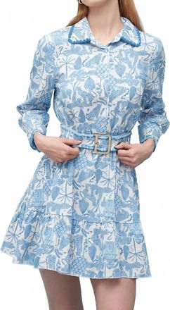 Astrid Naples Long Sleeve Dress In Blue