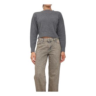Twinset Grijze Wol Kasjmier Blend Trui - Dames - Ronde hals truien - Grijs - S - Wol - Truien & Vesten