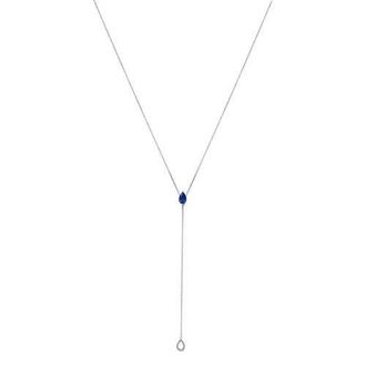 House of Brilliance Sterling Silver Created Blue Sapphire and Diamond Accent Y Necklace at Nordstrom