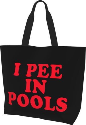 AOOEDM I Pee In Pools Printed Ladies Canvas Tote Reusable Shopping Bag