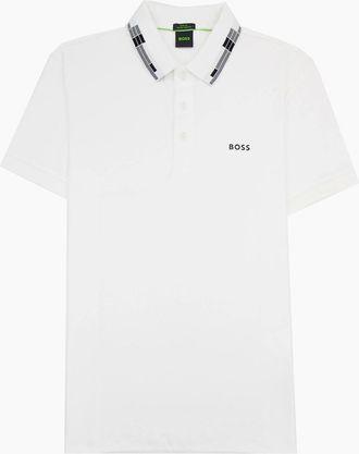 HUGO BOSS Mens Hugo Boss Paule Slim Fit Laxury Cotton Polo White 100 - Size: 40