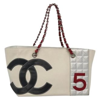 Chanel Pre-owned Tote Bags, female, White, Size: ONE SIZE Pre-owned Canvas chanel-bags