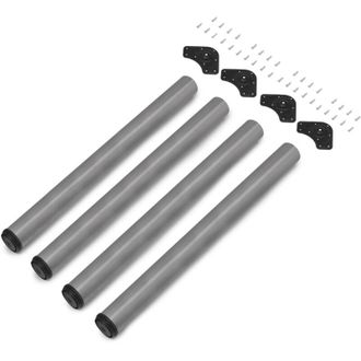 Emuca Lote De 4 Patas Para Mesa, Di&aacute;metro 60mm, H 830mm, Acero, Pintado Aluminio - Emuca