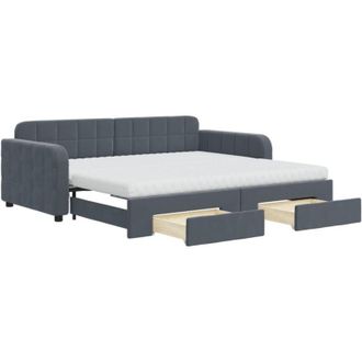vidaXL Vidaxl - Sof&aacute; Cama Nido Con Cajones Terciopelo Gris Oscuro 90x190 Cm