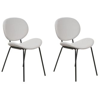 Beliani Beliani - Conjunto De 2 Sillas Hierro Terciopelo Patas Negras Tapas Sin Reposabrazos Dise&ntilde;o Retro Asientos Comedor Gris Claro Luana