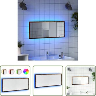 vidaXL Specchio con luce LED - Specchio Bagno LED Rovere Fumo 100x8,5x37cm Legno Multistrato