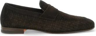 Santoni Carlo Woven Leather Loafers