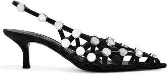 The Attico Zwarte Su&egrave;de Grid Slingback Schoenen - Dames - Pumps - Zwart - 38 EU - Su&egrave;de - Schoenen