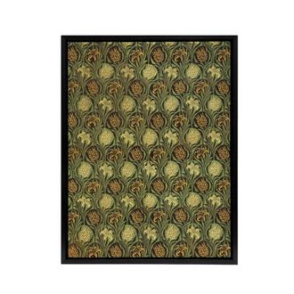 Artery8 Tulip & Lily Floral Pattern Framed Canvas Wall Art Print W. Morris in Green | Size: W24 x H32